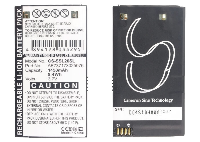 3.7V, 1450mAh, Li-ion Battery fits Sirius, Stiletto Sl2, 5.365Wh