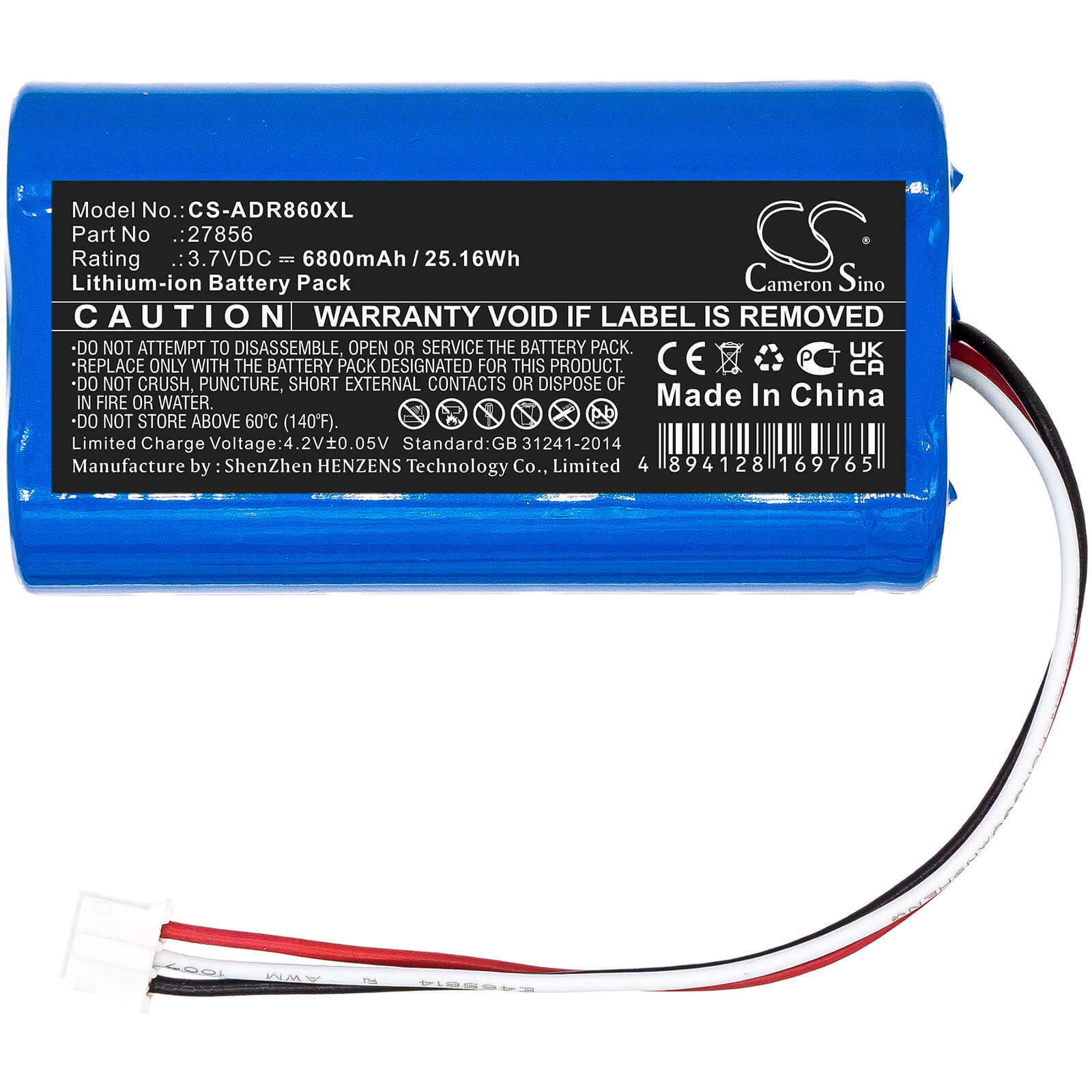 3.7V, 6800mAh, Li-ion Battery fits Albrecht, Dr 855, Dr 860, 25.16Wh