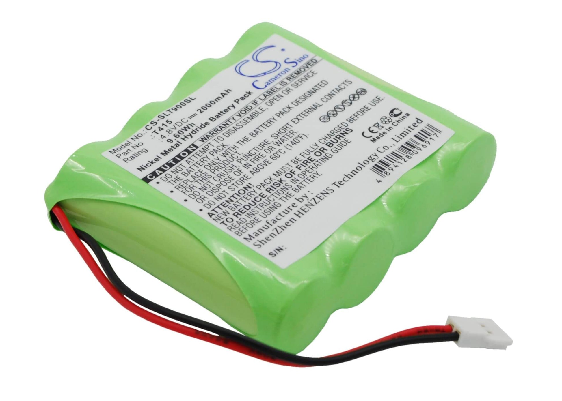4.8V, 2000mAh, Ni-MH Battery fits Schaub Lorentz, Tl900, 9.6Wh