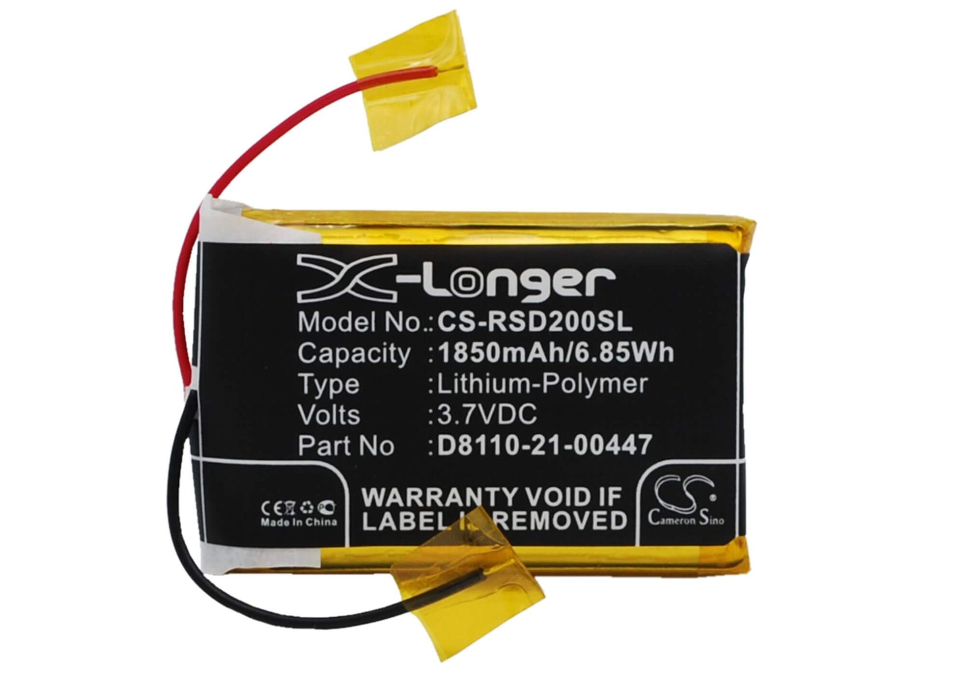 3.7V, 1850mAh, Li-Polymer Battery fits Roberts, Sports Dab2, 6.845Wh