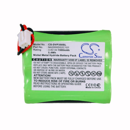 3.6V, 1500mAh, Ni-MH Battery fits Dual, Dvd-p350, 5.4Wh