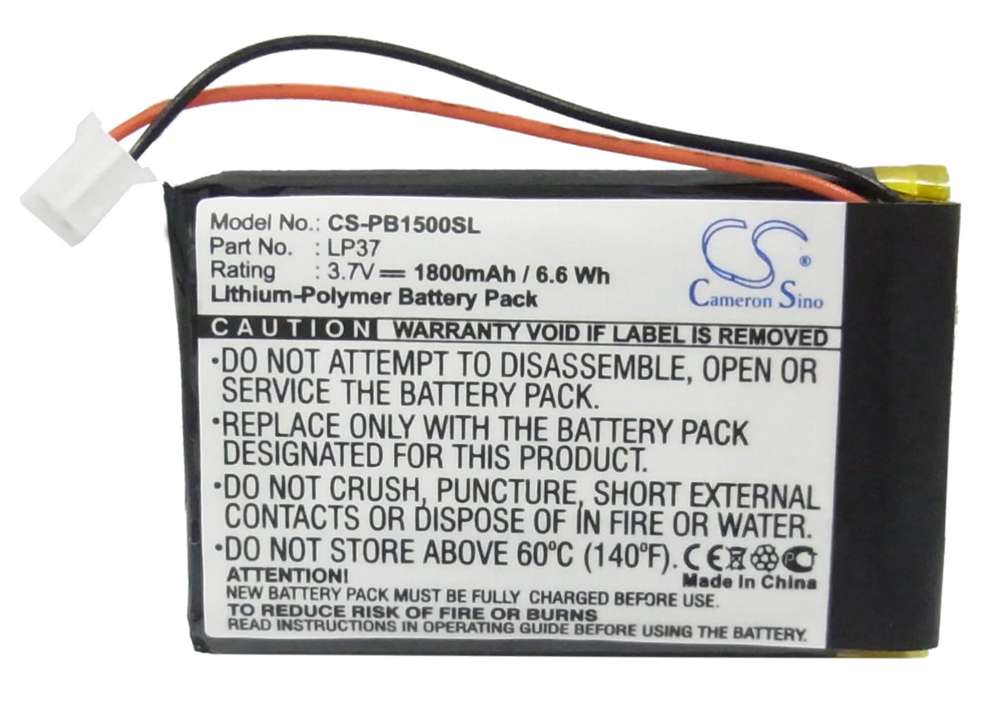 3.7V, 1800mAh, Li-Polymer Battery fits Pure, Digital Pocket Dab1500, Pocketdab 1500, 6.66Wh