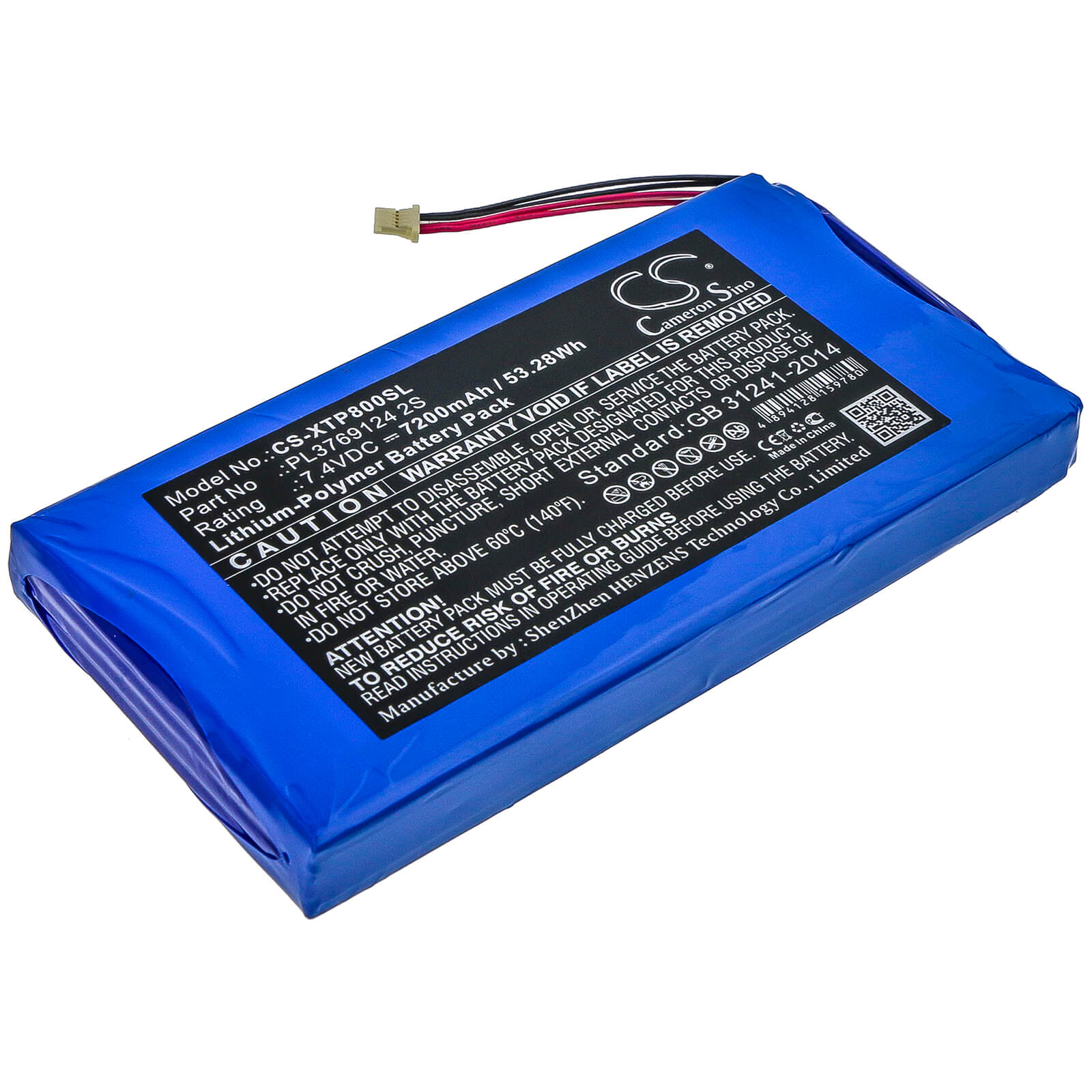 7.4V, 7200mAh, Li-Polymer Battery fits Xtool, Ez500, I80 Pad, 53.28Wh