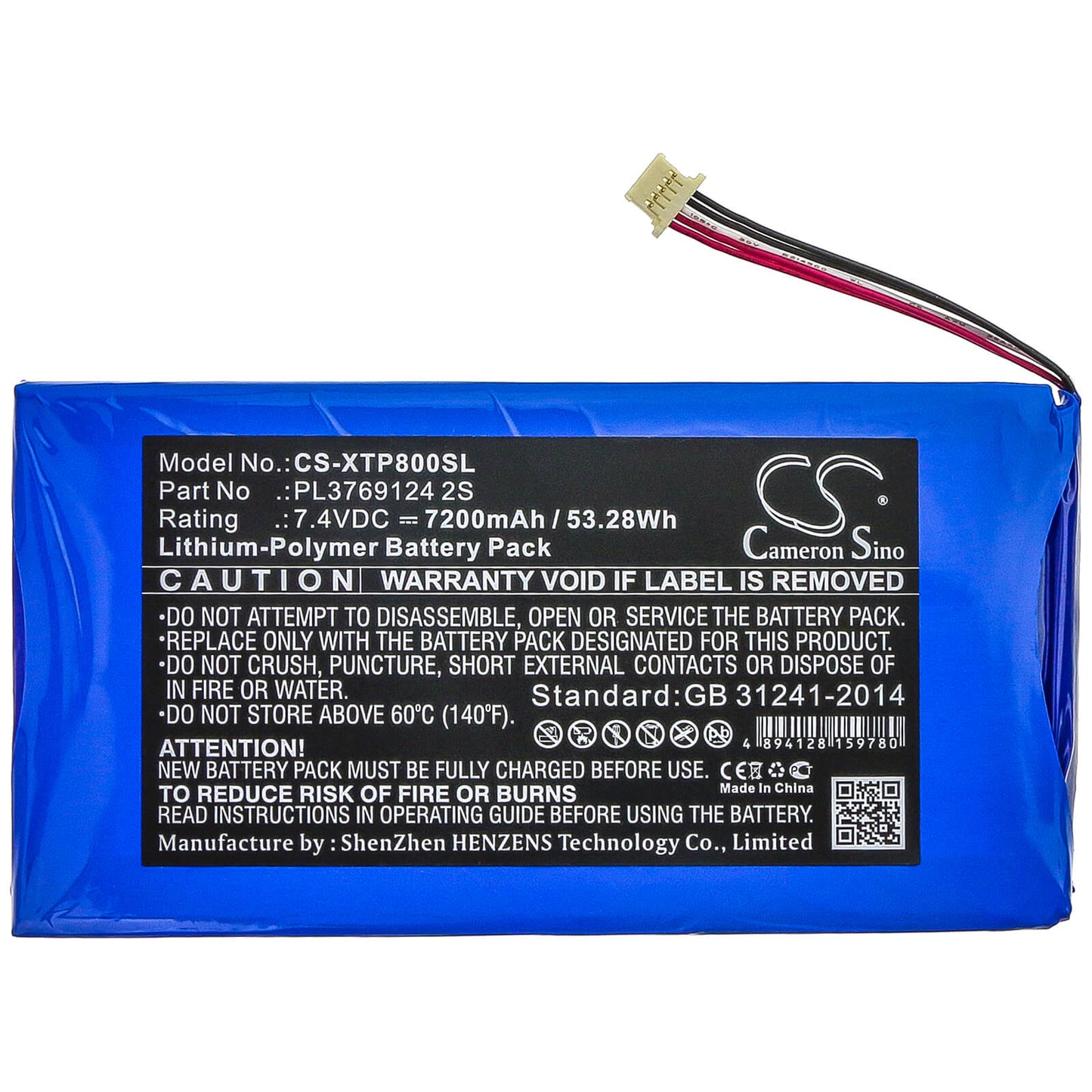 7.4V, 7200mAh, Li-Polymer Battery fits Xtool, Ez500, I80 Pad, 53.28Wh