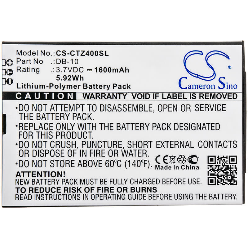 3.7V, 1600mAh, Li-Polymer Battery fits Canon, Wordtank Z400, Wordtank Z410, 5.92Wh