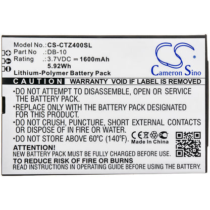 3.7V, 1600mAh, Li-Polymer Battery fits Canon, Wordtank Z400, Wordtank Z410, 5.92Wh