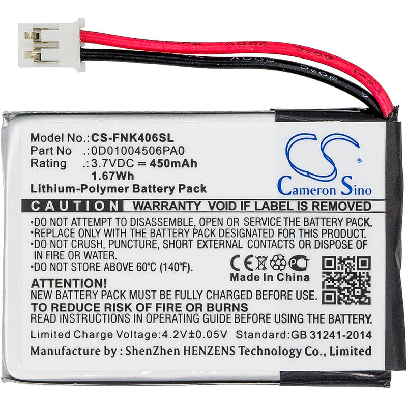 3.7V, 450mAh, Li-Polymer Battery fits Franklin, Est-4016, 1.665Wh