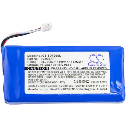 3.7V, 1600mAh, Li-Polymer Battery fits Sportdog, Tek 2.0 Gps Collar, Tek-2l, 5.92Wh