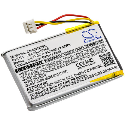 3.7V, 950mAh, Li-Polymer Battery fits Sportdog, Bird Launcher Receiver, Contain, 3.515Wh
