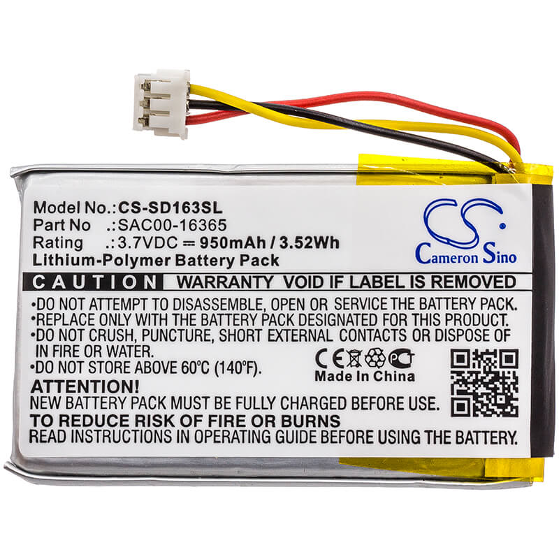 3.7V, 950mAh, Li-Polymer Battery fits Sportdog, Bird Launcher Receiver, Contain, 3.515Wh