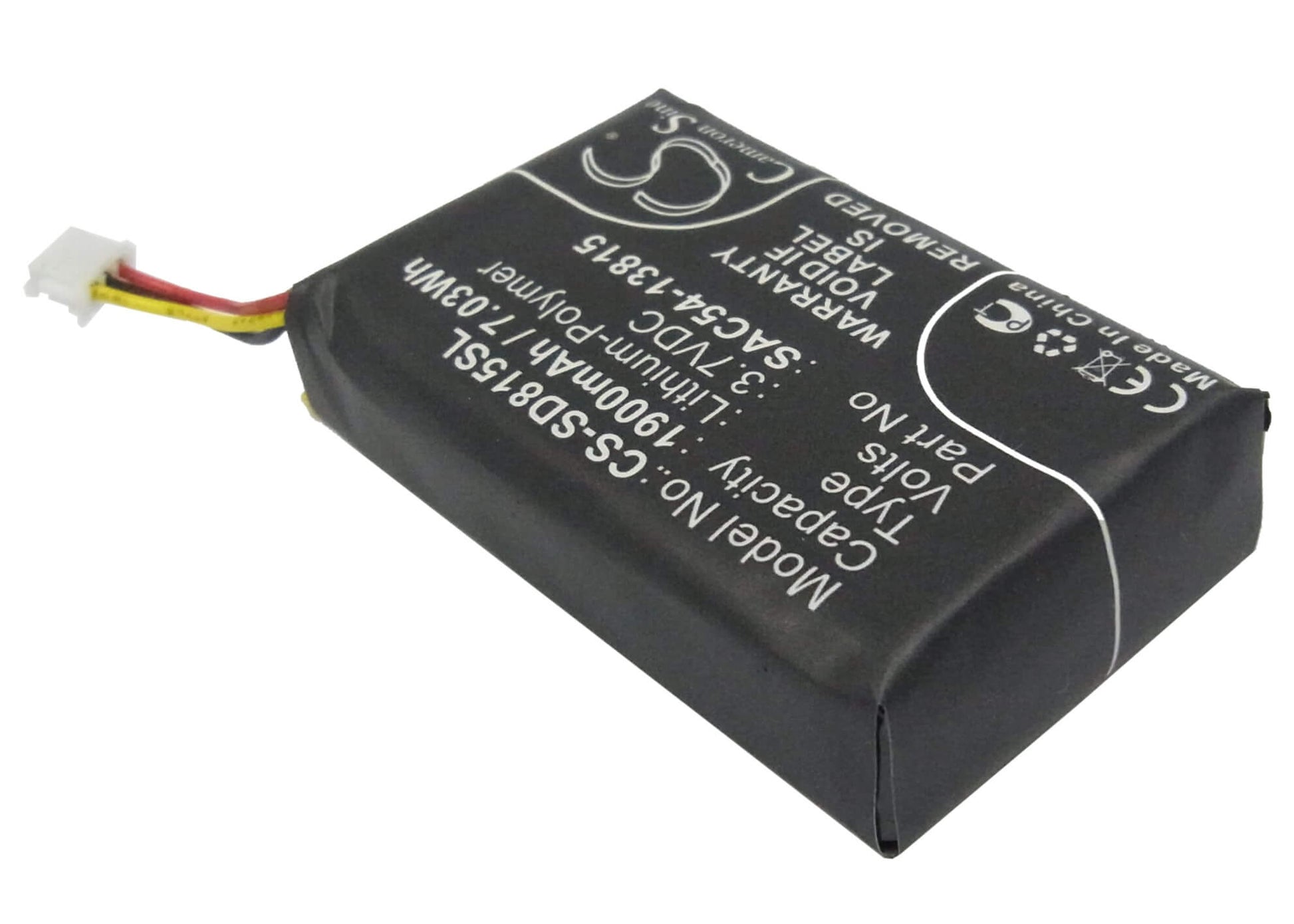 3.7V, 1900mAh, Li-Polymer Battery fits Sportdog, Tek V1l Handheld Transmitter, Tek-h, 7.03Wh