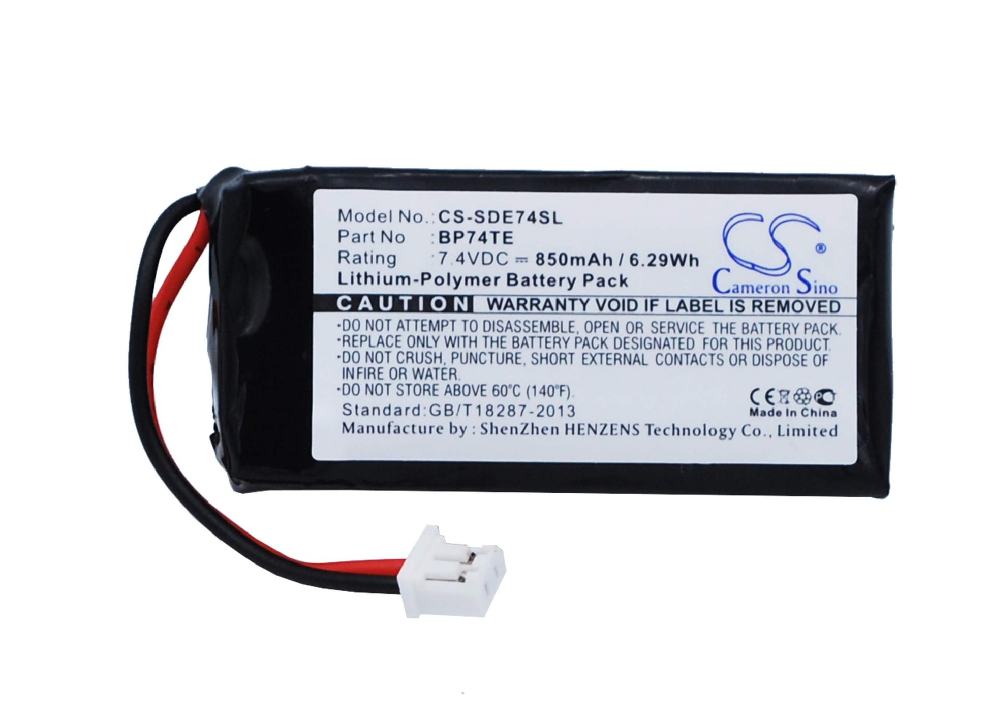 7.4V, 850mAh, Li-Polymer Battery fits Dogtra, Da212, Edge Rt Transmitter, 6.29Wh