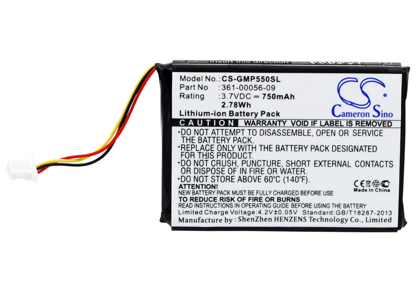 3.7V, 750mAh, Li-ion Battery fits Garmin, 010-11925-10, Drive 60, 2.775Wh