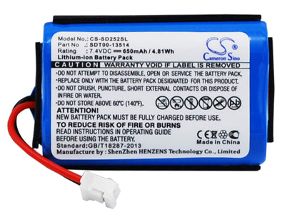 7.4V, 650mAh, Li-ion Battery fits Sportdog, Prohunter 2525, Prohunter 2525 Transmitter, 4.81Wh