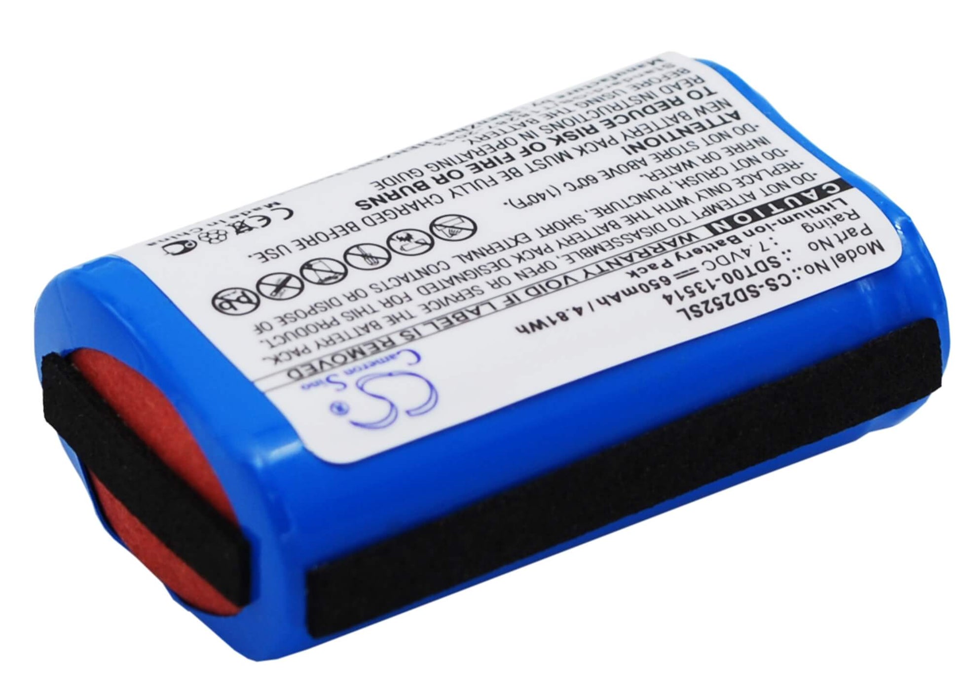 7.4V, 650mAh, Li-ion Battery fits Sportdog, Prohunter 2525, Prohunter 2525 Transmitter, 4.81Wh