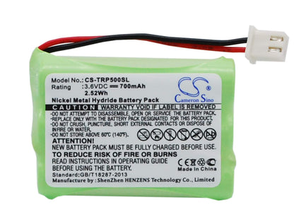 3.6V, 700mAh, Ni-MH Battery fits Tri-tronics, G2 Pro, Pro 500xl, 2.52Wh