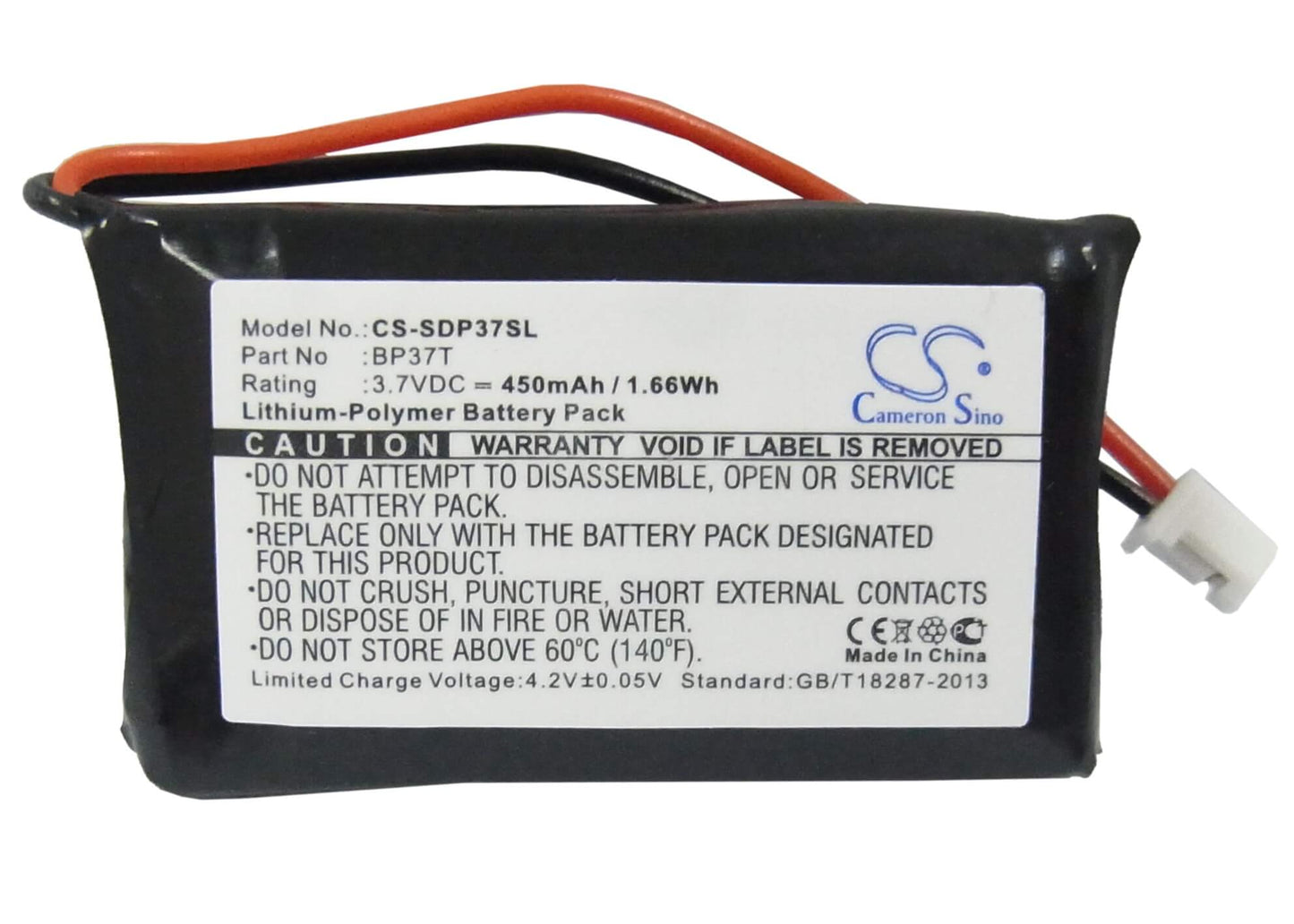 3.7V, 450mAh, Li-Polymer Battery fits Dogtra, Da210, Iq Plus Remote Transmitter, 1.665Wh