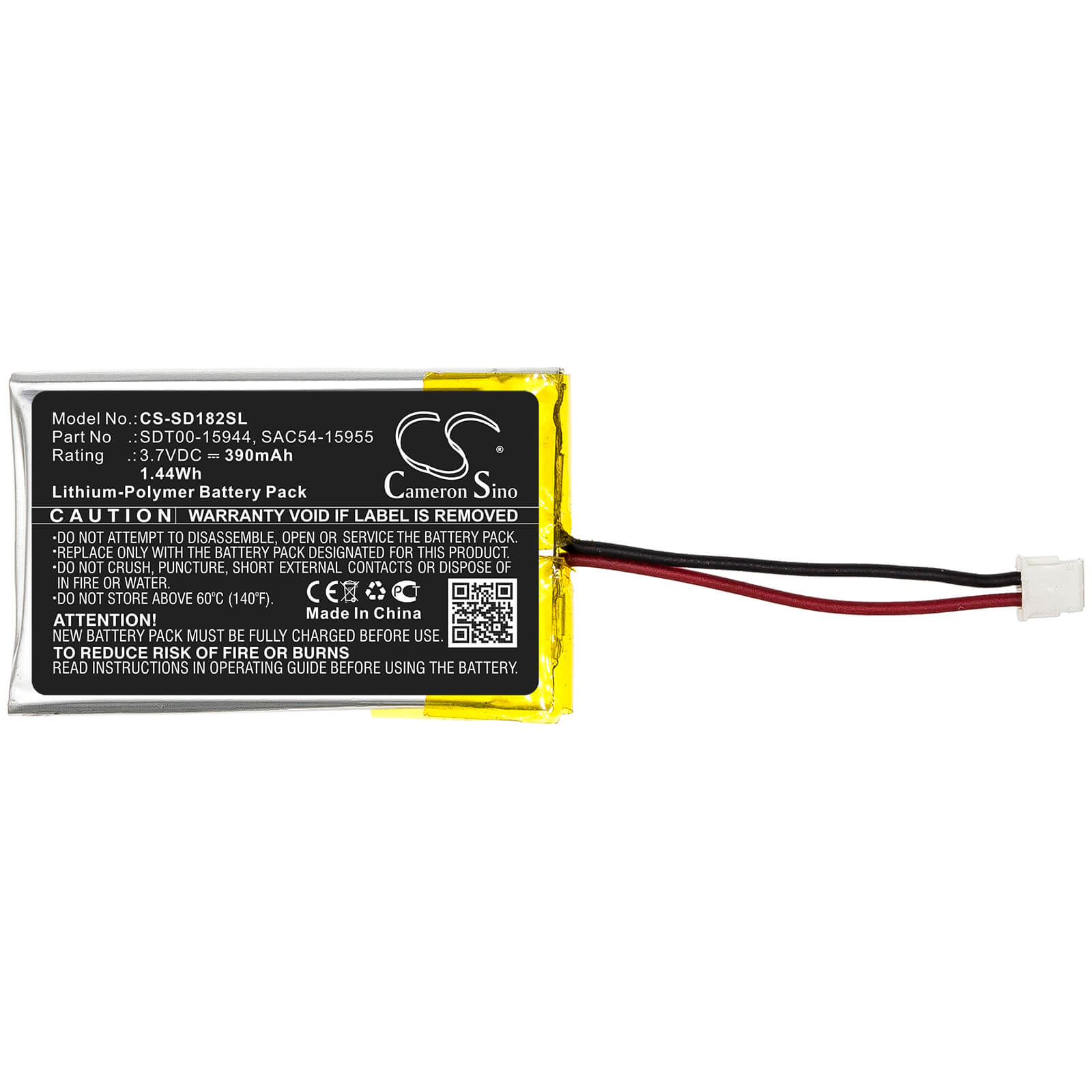 3.7V, 390mAh, Li-Polymer Battery fits Sportdog, Houndhunter 3225, Prohunter 2525, 1.443Wh