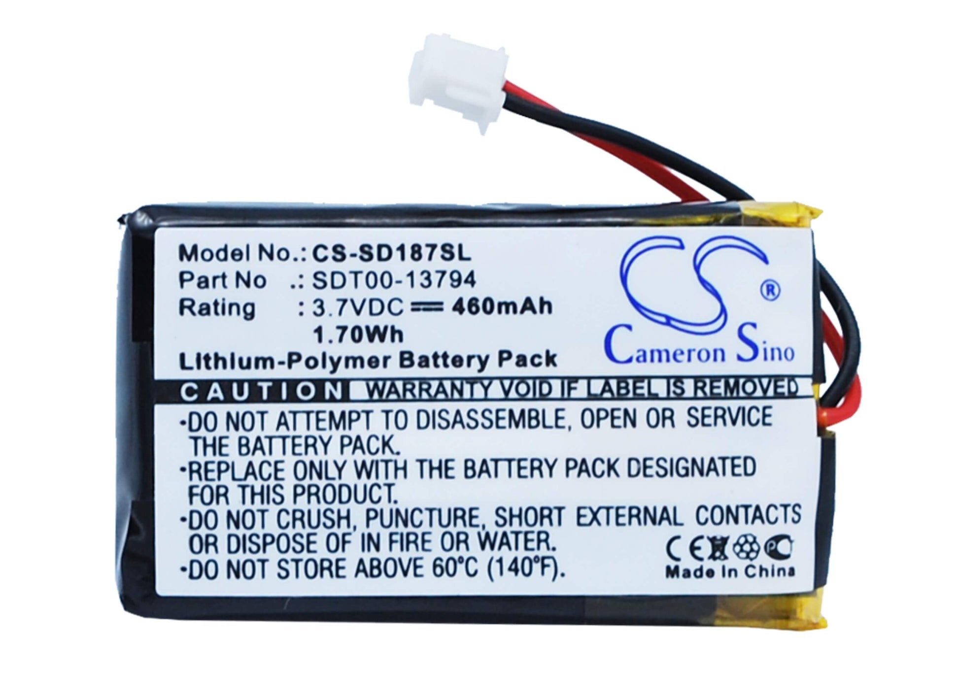 3.7V, 460mAh, Li-Polymer Battery fits Sportdog, Sd-1875, Sd-1875 Remote Beeper, 1.702Wh