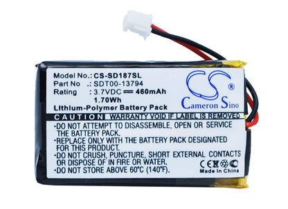 3.7V, 460mAh, Li-Polymer Battery fits Sportdog, Sd-1875, Sd-1875 Remote Beeper, 1.702Wh