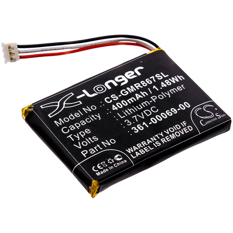 3.7V, 400mAh, Li-Polymer Battery fits Garmin, 010-11867-10, 010-11925-00, 1.48Wh