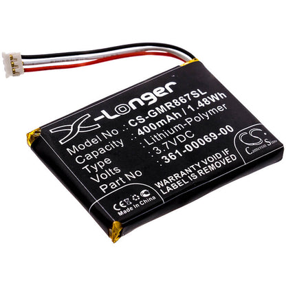3.7V, 400mAh, Li-Polymer Battery fits Garmin, 010-11867-10, 010-11925-00, 1.48Wh