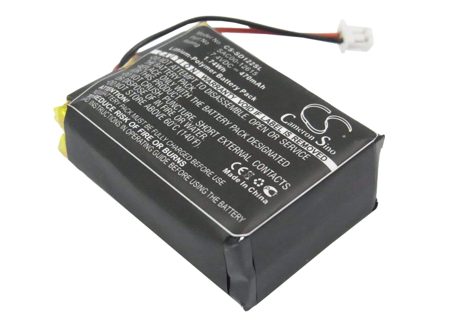 7.4V, 470mAh, Li-Polymer Battery fits Sportdog, Sd-1225 Transmitter, Sd-1225e Transmitter, 3.478Wh