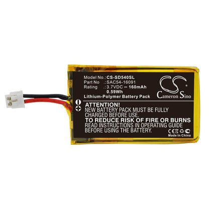 3.7V, 160mAh, Li-Polymer Battery fits Sportdog, Sbc-r Sportdog Bark Collar, 0.592Wh