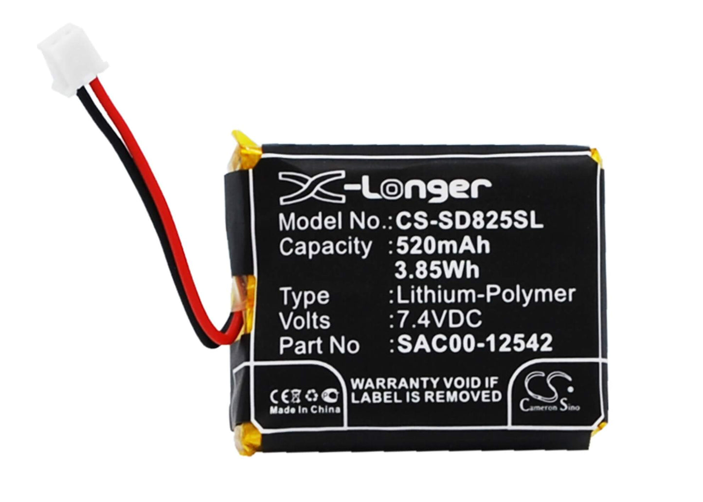7.4V, 520mAh, Li-Polymer Battery fits Sportdog, D-1875, Houndhunter 3225, 3.848Wh