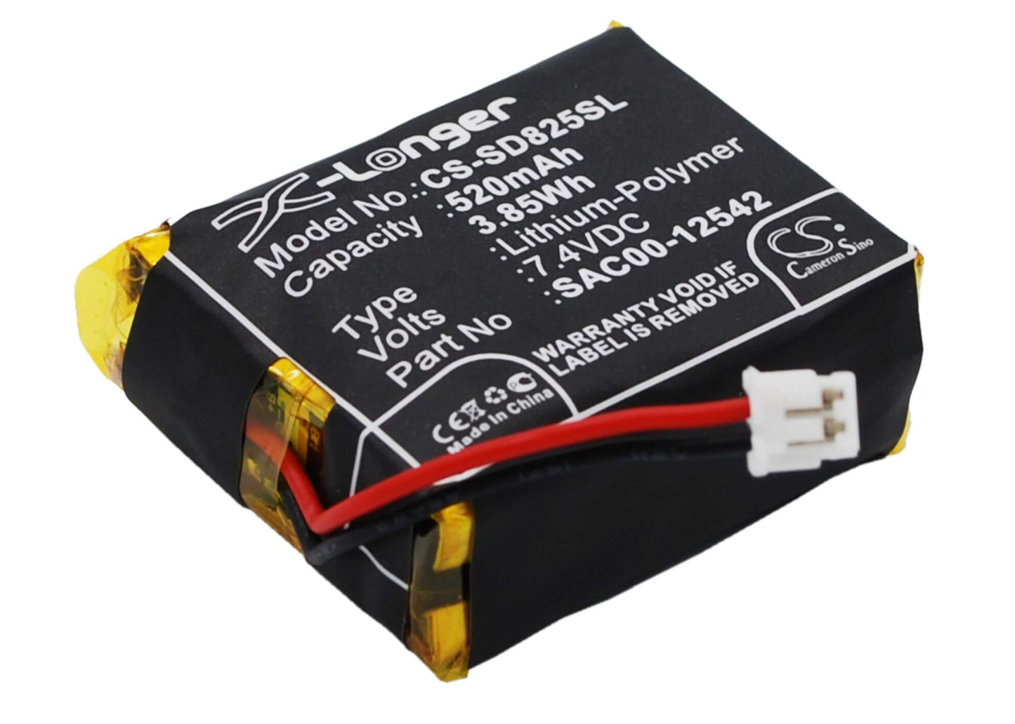 7.4V, 520mAh, Li-Polymer Battery fits Sportdog, D-1875, Houndhunter 3225, 3.848Wh