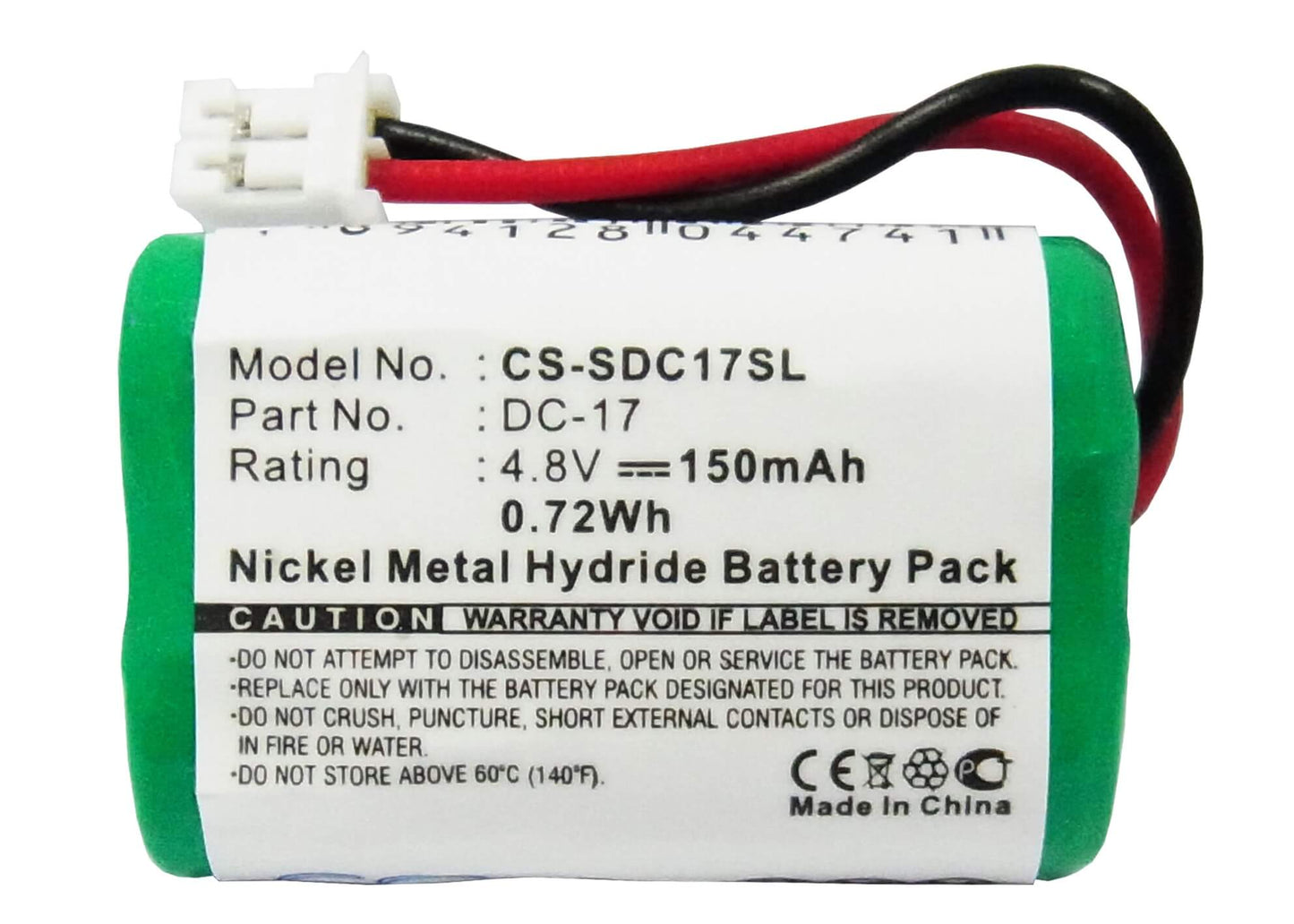 4.8V, 150mAh, Ni-MH Battery fits Kinetic, Mh120aaal4gc, 0.72Wh