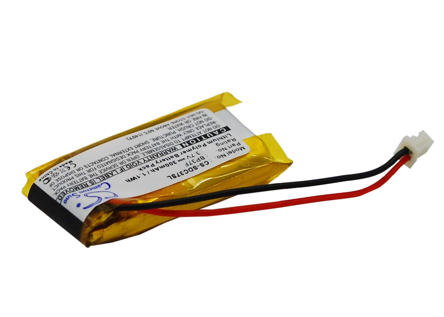 3.7V, 300mAh, Li-Polymer Battery fits Dogtra, Ef3000 Gold, Ef3000 Gold Dog Containment Sy, 1.11Wh