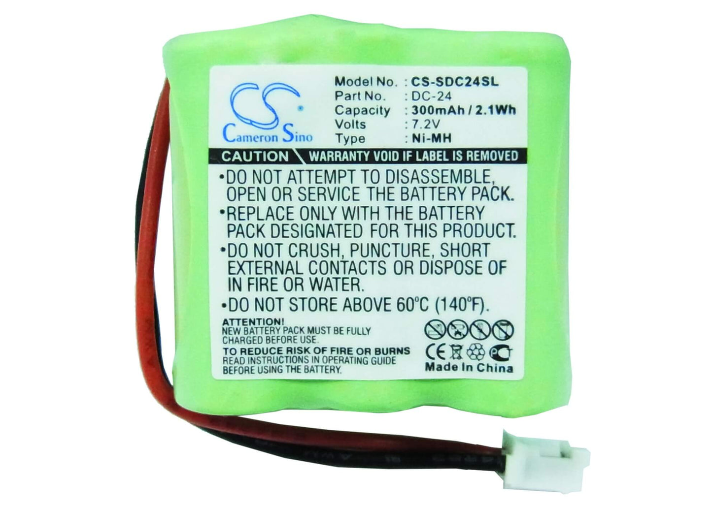 7.2V, 300mAh, Ni-MH Battery fits Kinetic, Mh330aaak6hc, 2.16Wh