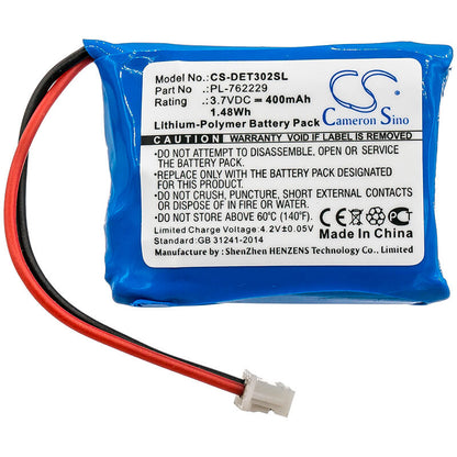 3.7V, 400mAh, Li-Polymer Battery fits Educator, Et-300-l, Et-300receiver, 1.48Wh