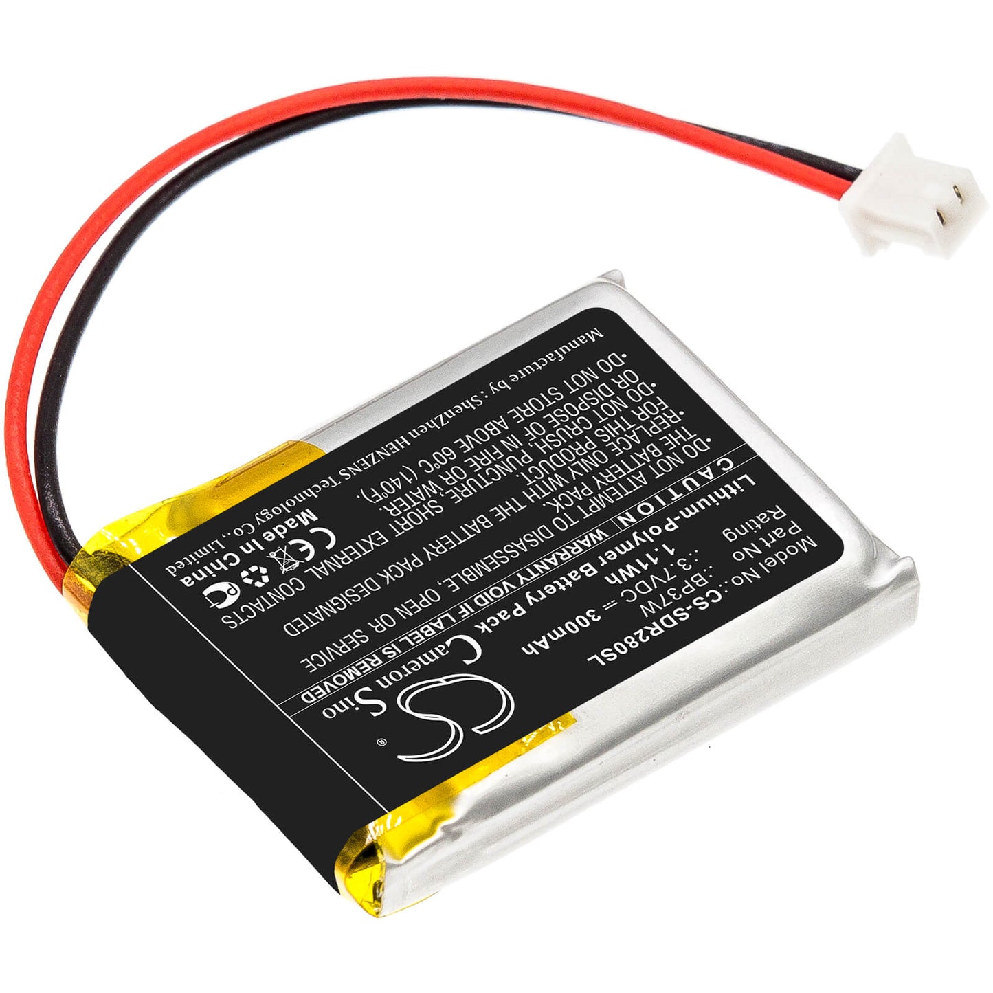 3.7V, 300mAh, Li-Polymer Battery fits Dogtra, 280c Receiver, 282c Receiver, 1.11Wh