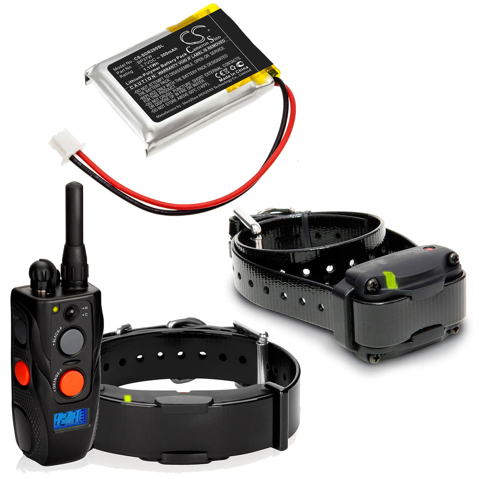 3.7V, 300mAh, Li-Polymer Battery fits Dogtra, 280c Receiver, 282c Receiver, 1.11Wh