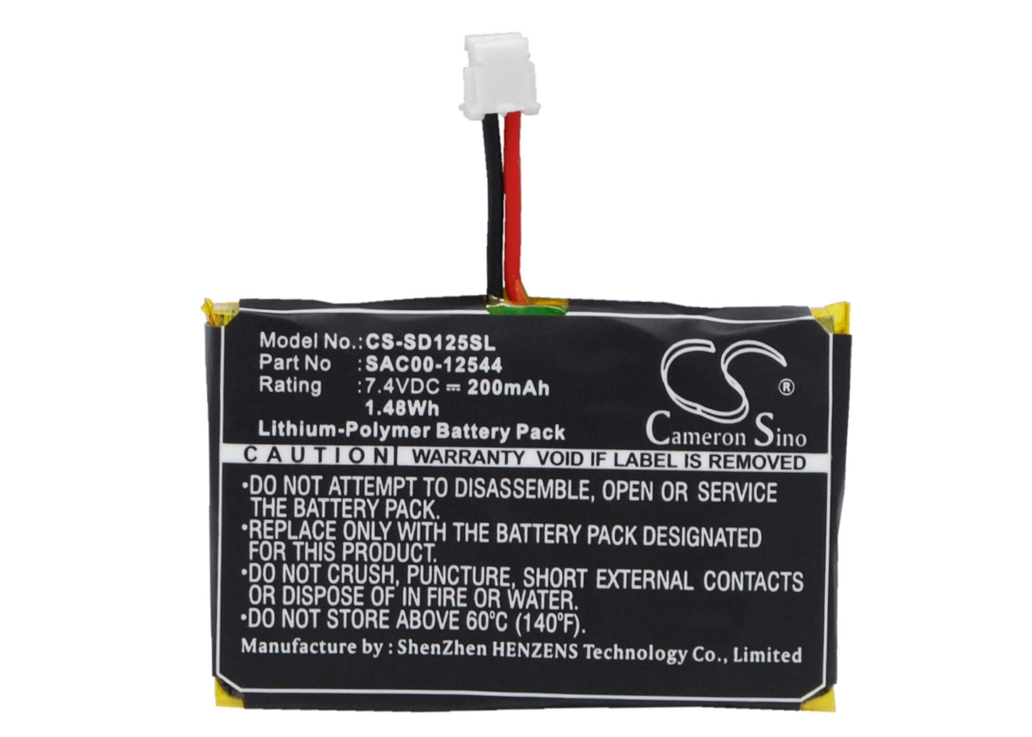 7.4V, 200mAh, Li-Polymer Battery fits Sportdog, Houndhunter Sd-3225 Sr-300 Rec, Prohunter Sd-2525 Sr-300 Recei, 1.48Wh