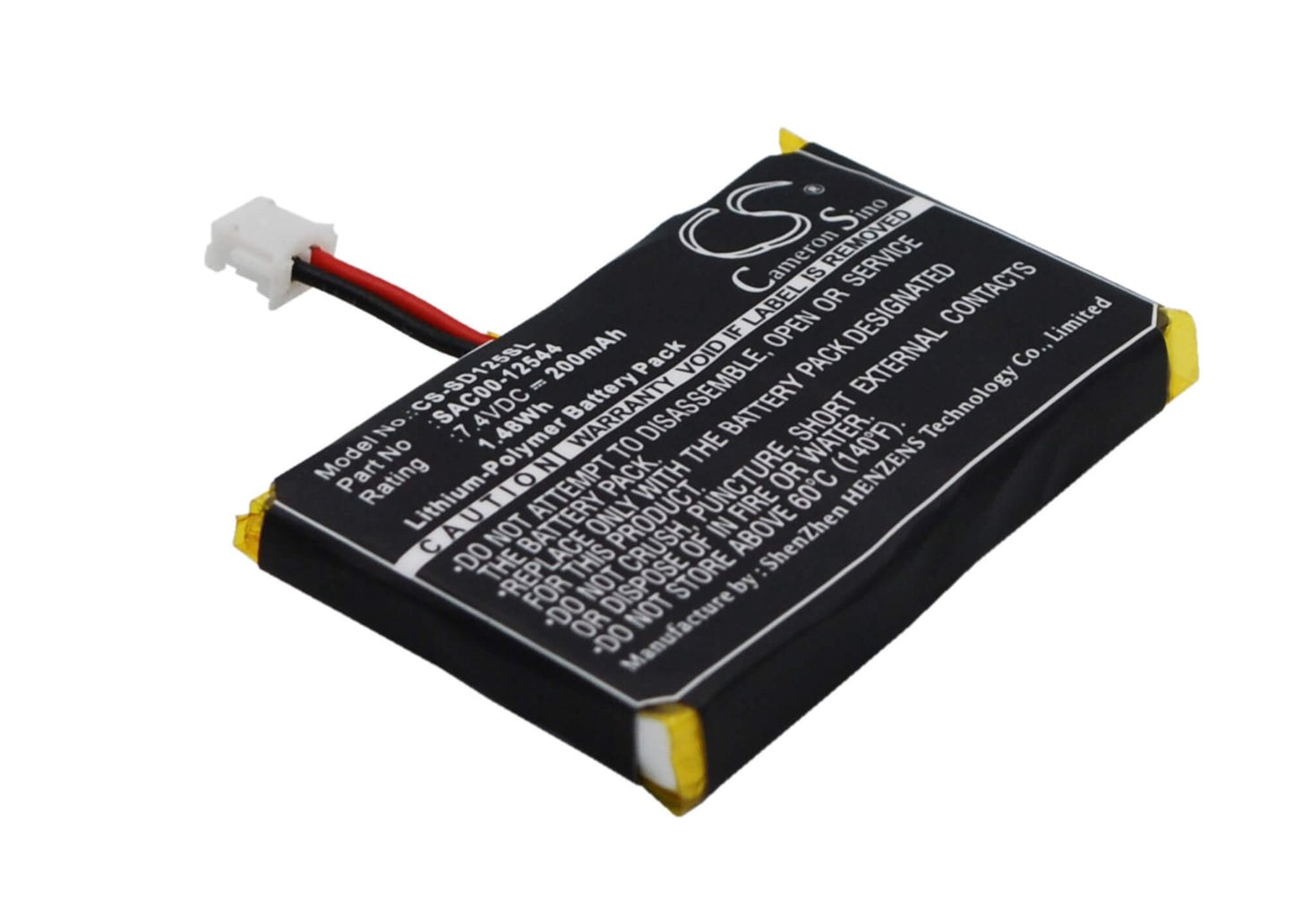 7.4V, 200mAh, Li-Polymer Battery fits Sportdog, Houndhunter Sd-3225 Sr-300 Rec, Prohunter Sd-2525 Sr-300 Recei, 1.48Wh