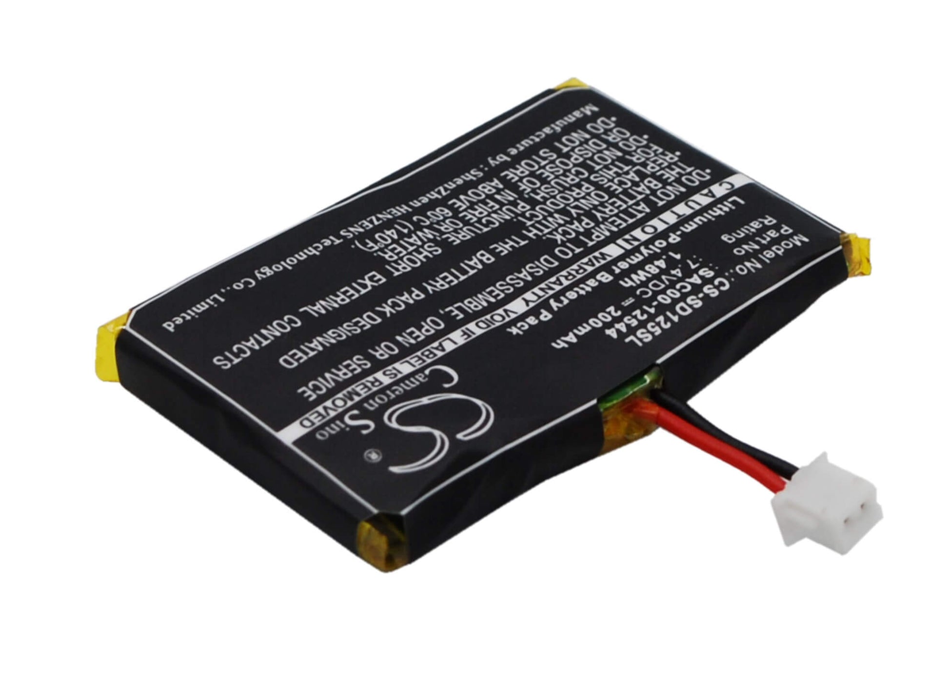 7.4V, 200mAh, Li-Polymer Battery fits Sportdog, Houndhunter Sd-3225 Sr-300 Rec, Prohunter Sd-2525 Sr-300 Recei, 1.48Wh