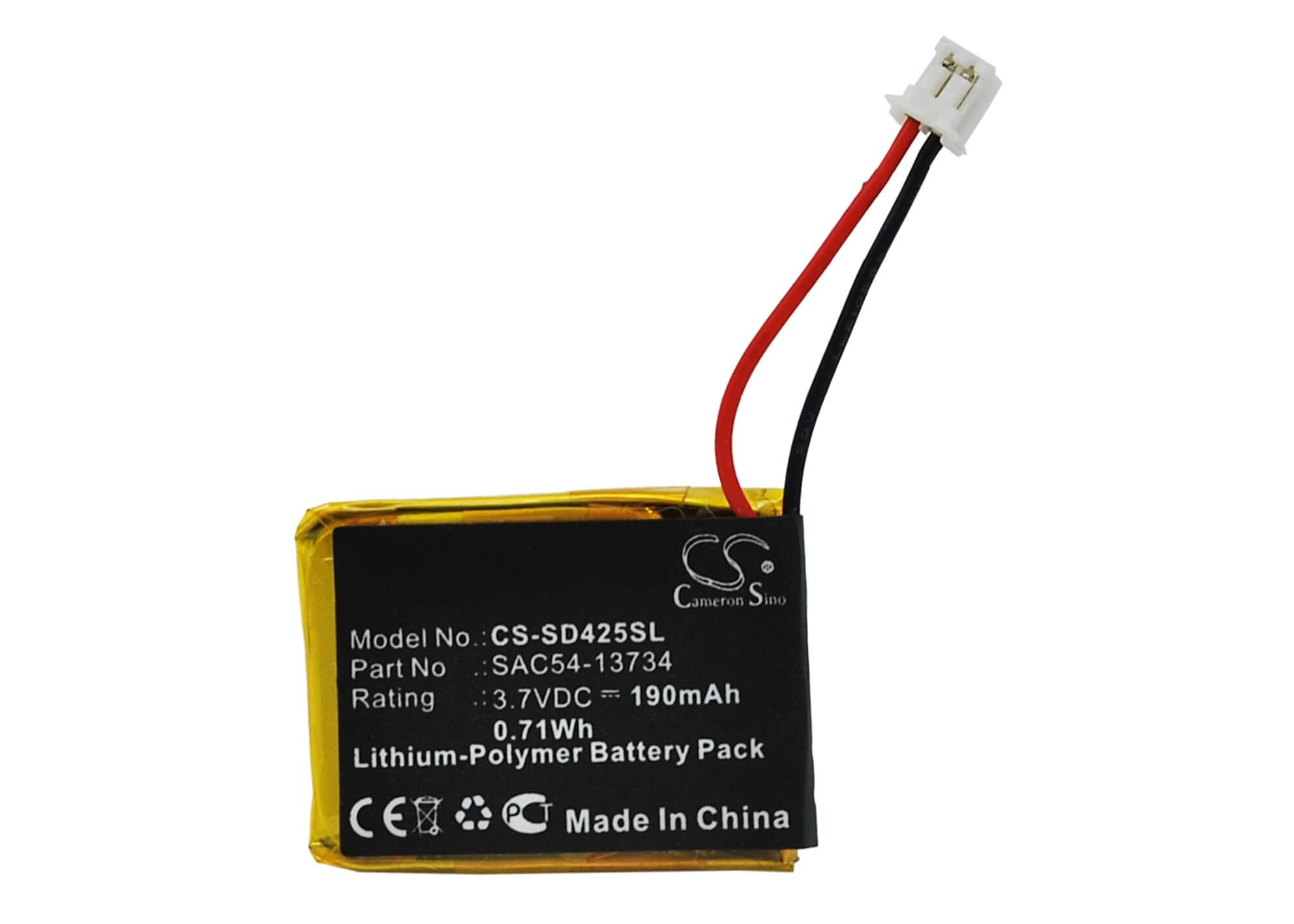 3.7V, 190mAh, Li-Polymer Battery fits Sportdog, Fieldtrainer 425, Fieldtrainer 425s, 0.703Wh