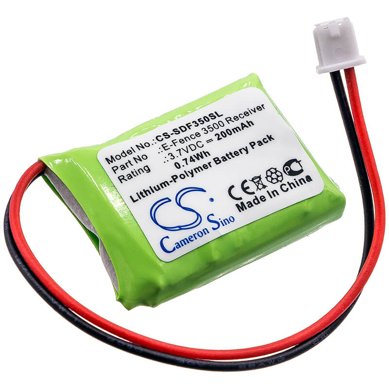 3.7V, 200mAh, Li-Polymer Battery fits Dogtra, E-fence 3500 Receiver, Ys-300 Bark Collar, 0.74Wh