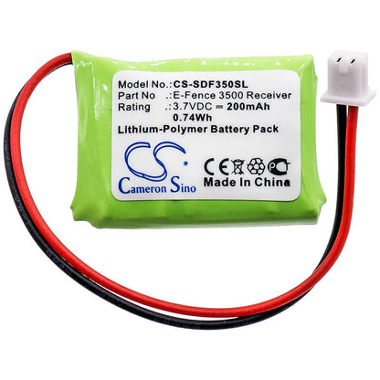 3.7V, 200mAh, Li-Polymer Battery fits Dogtra, E-fence 3500 Receiver, Ys-300 Bark Collar, 0.74Wh