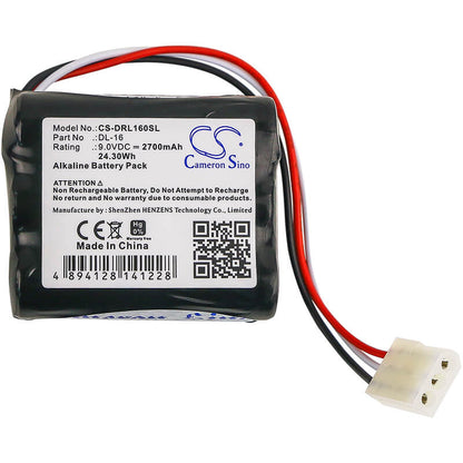 9.0V, 2700mAh, Alkaline Battery fits Unican, 502238, 5022501070, 24.3Wh