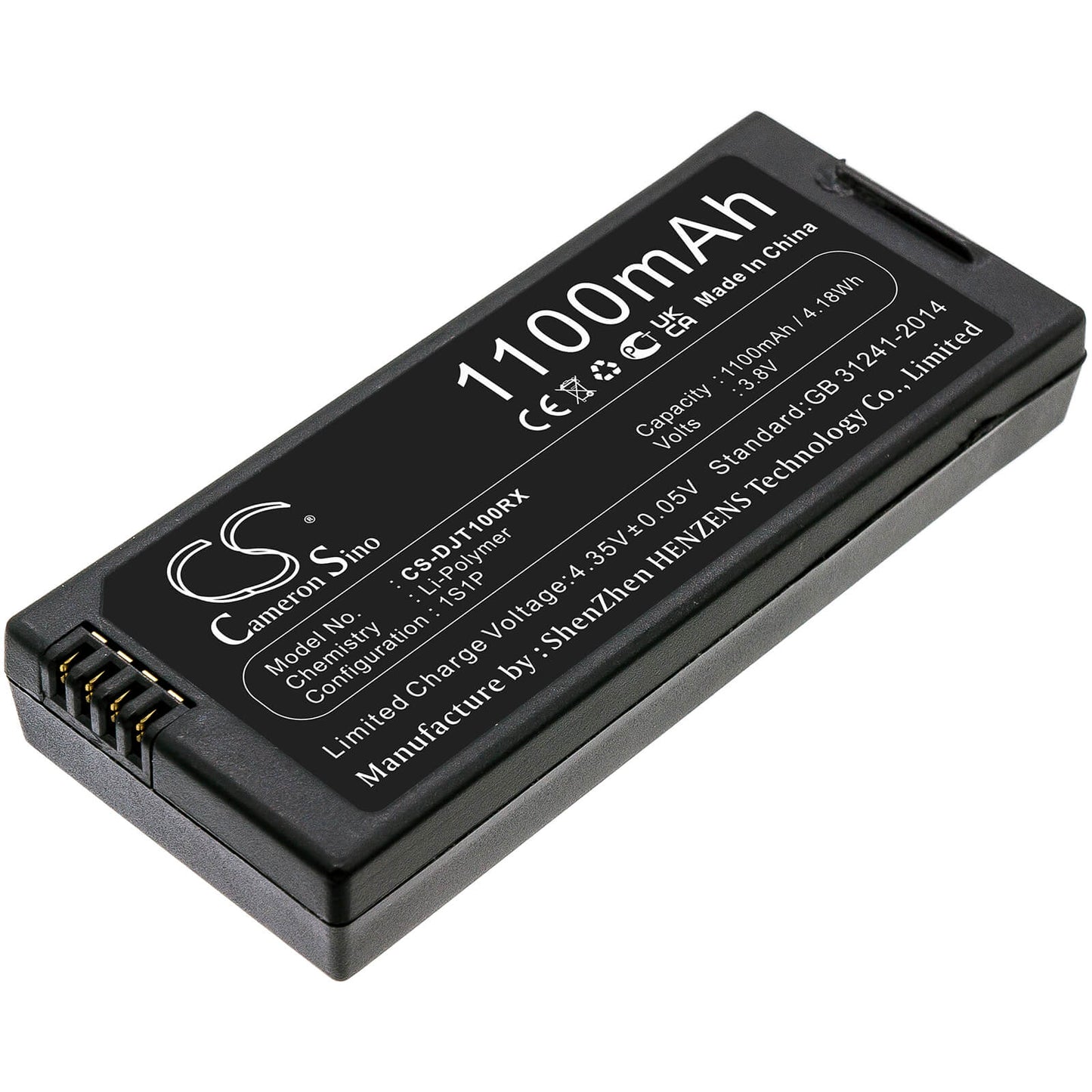 3.8V, 1100mAh, Li-Polymer Battery fits Dji, Tello, 4.18Wh