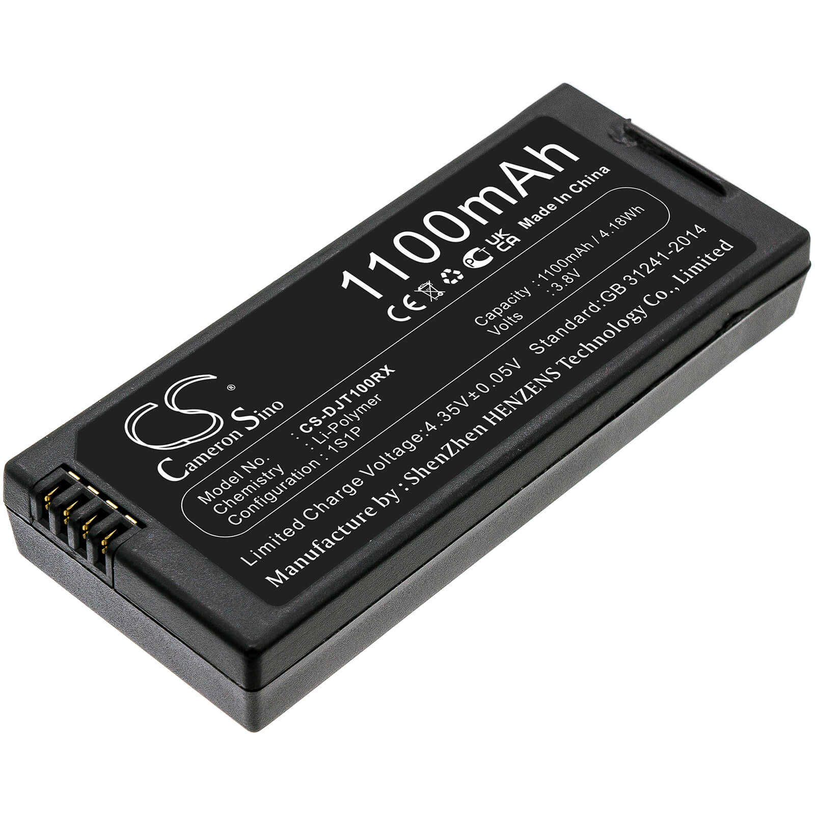3.8V, 1100mAh, Li-Polymer Battery fits Dji, Tello, 4.18Wh