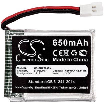 3.7V, 650mAh, Li-Polymer Battery fits Skyhunter, X8tw, 2.405Wh