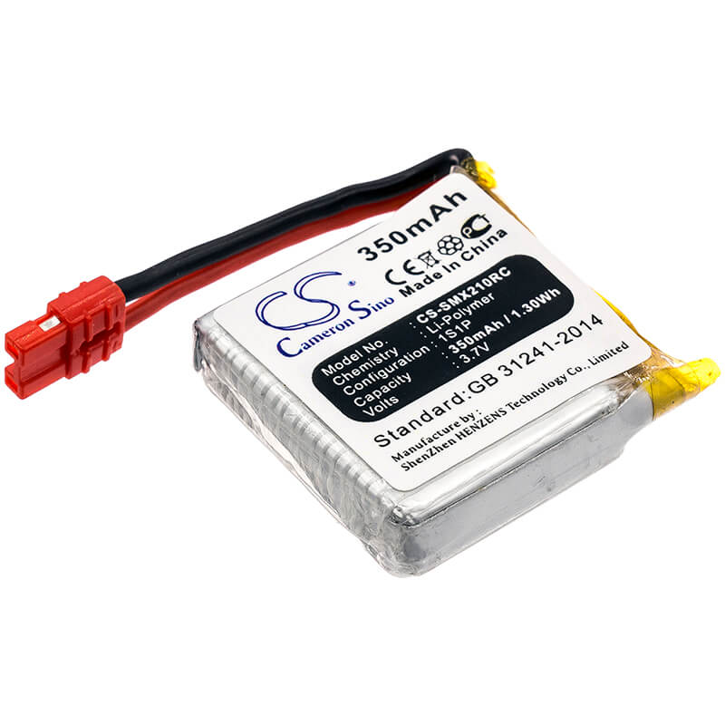 3.7V, 350mAh, Li-Polymer Battery fits Syma, X21, X21s, 1.295Wh
