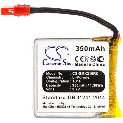 3.7V, 350mAh, Li-Polymer Battery fits Syma, X21, X21s, 1.295Wh