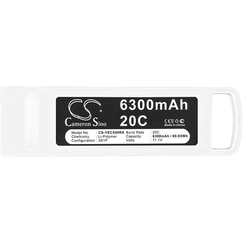 11.1V, 6300mAh, Li-Polymer Battery fits Yuneec, Q500, Q500 4k, 69.93Wh