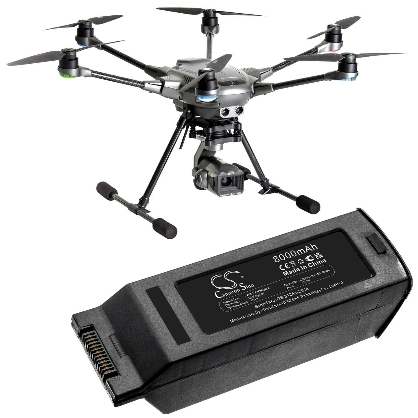 15.2V, 8000mAh, Li-Polymer Battery fits Yuneec, Typhoon H3, 121.6Wh